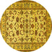 Round Machine Washable Persian Yellow Traditional Rug, wshtr1605yw