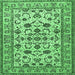 Square Machine Washable Persian Emerald Green Traditional Area Rugs, wshtr1605emgrn