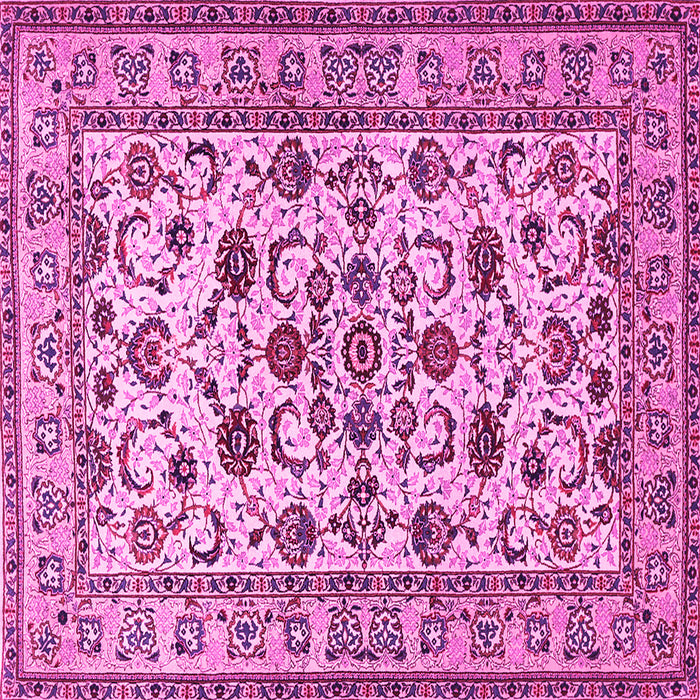 Square Machine Washable Persian Pink Traditional Rug, wshtr1605pnk