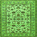 Round Machine Washable Persian Green Traditional Area Rugs, wshtr1605grn