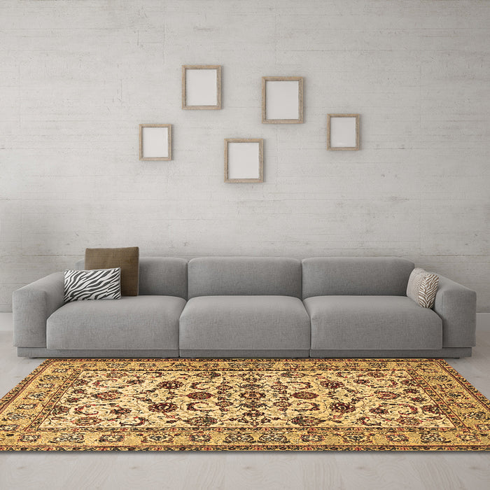 Machine Washable Persian Brown Traditional Rug in a Living Room,, wshtr1605brn