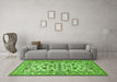 Machine Washable Persian Green Traditional Area Rugs in a Living Room,, wshtr1605grn