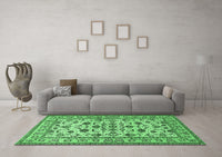 Machine Washable Persian Emerald Green Traditional Rug, wshtr1605emgrn