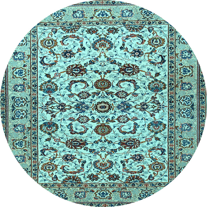 Round Machine Washable Persian Light Blue Traditional Rug, wshtr1605lblu