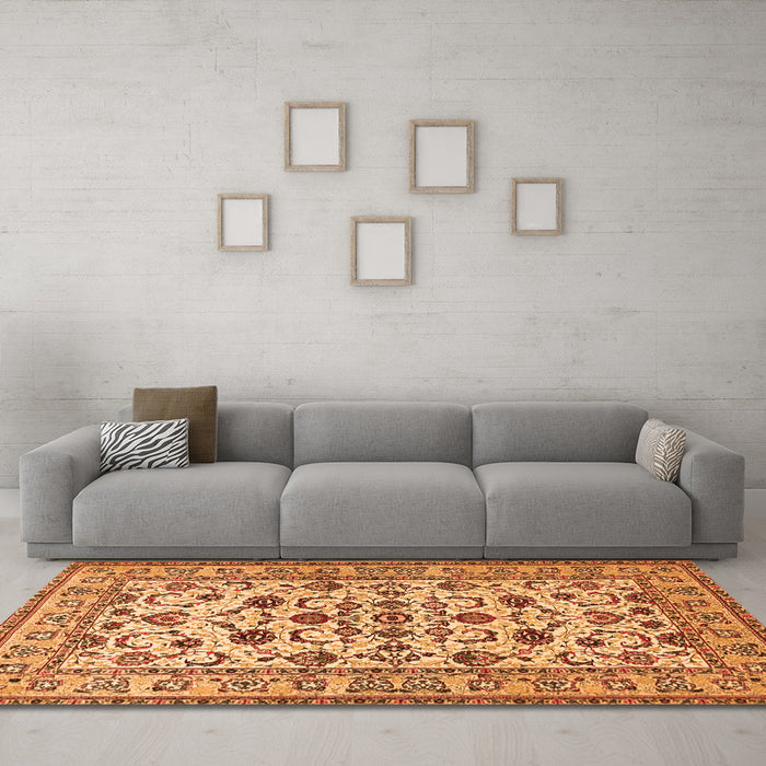 Machine Washable Persian Orange Traditional Area Rugs in a Living Room, wshtr1605org
