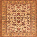 Round Machine Washable Persian Orange Traditional Area Rugs, wshtr1605org