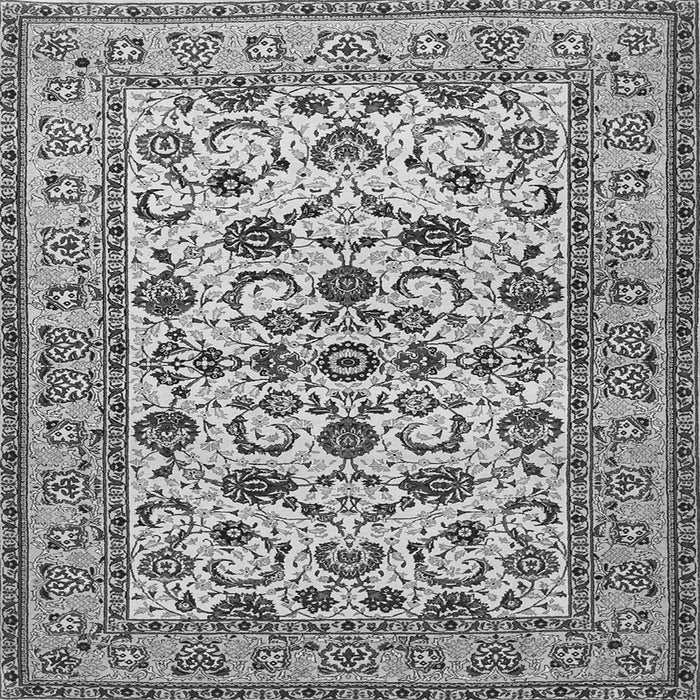 Round Machine Washable Persian Gray Traditional Rug, wshtr1605gry
