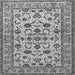 Round Machine Washable Persian Gray Traditional Rug, wshtr1605gry