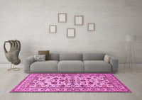 Machine Washable Persian Pink Traditional Rug, wshtr1605pnk