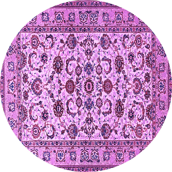 Round Machine Washable Persian Purple Traditional Area Rugs, wshtr1605pur