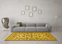 Machine Washable Persian Yellow Traditional Rug, wshtr1605yw