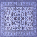 Square Machine Washable Persian Blue Traditional Rug, wshtr1605blu