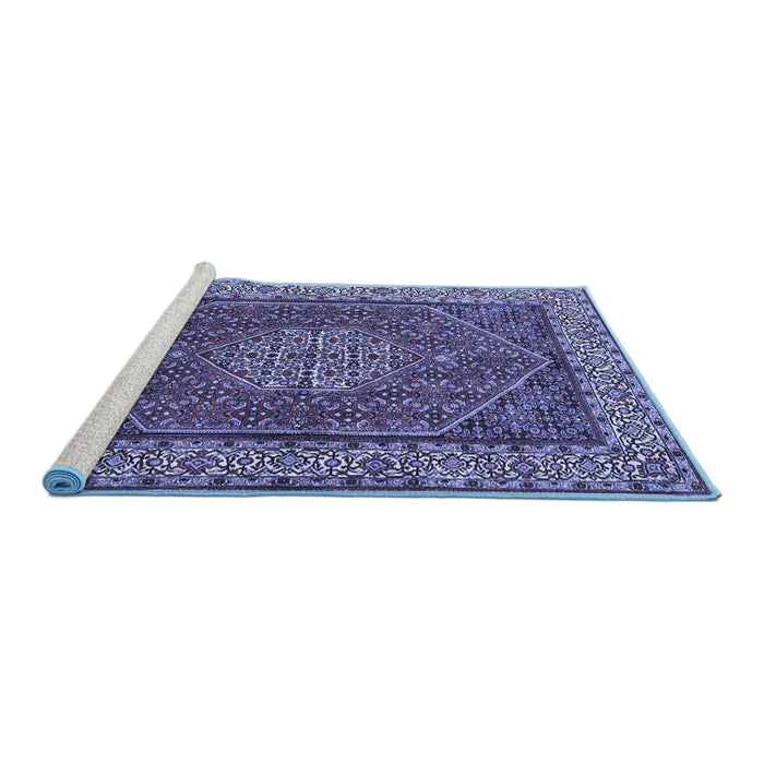 Sideview of Machine Washable Persian Blue Traditional Rug, wshtr1606blu