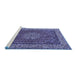 Sideview of Machine Washable Persian Blue Traditional Rug, wshtr1606blu