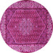 Round Persian Pink Traditional Rug, tr1606pnk