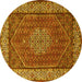 Round Machine Washable Persian Yellow Traditional Rug, wshtr1606yw