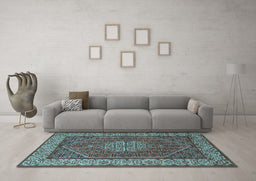 Machine Washable Persian Light Blue Traditional Rug in a Living Room, wshtr1606lblu