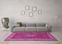 Machine Washable Persian Pink Traditional Rug, wshtr1606pnk