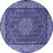 Round Machine Washable Persian Blue Traditional Rug, wshtr1606blu