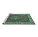 Sideview of Machine Washable Persian Turquoise Traditional Area Rugs, wshtr1606turq