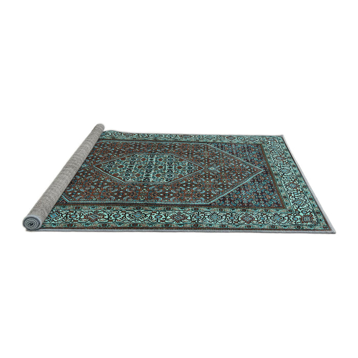 Sideview of Machine Washable Persian Light Blue Traditional Rug, wshtr1606lblu