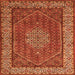 Round Machine Washable Persian Orange Traditional Area Rugs, wshtr1606org