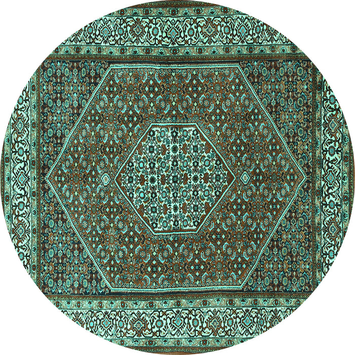 Round Machine Washable Persian Turquoise Traditional Area Rugs, wshtr1606turq