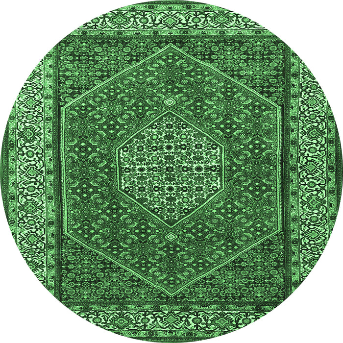 Round Machine Washable Persian Emerald Green Traditional Area Rugs, wshtr1606emgrn