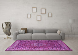 Machine Washable Persian Purple Traditional Area Rugs in a Living Room, wshtr1606pur
