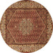 Round Machine Washable Persian Brown Traditional Rug, wshtr1606brn