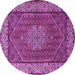 Round Machine Washable Persian Purple Traditional Area Rugs, wshtr1606pur