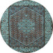 Round Machine Washable Persian Light Blue Traditional Rug, wshtr1606lblu