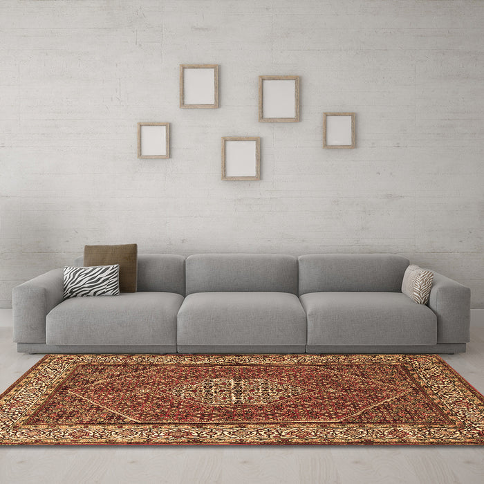 Machine Washable Persian Brown Traditional Rug in a Living Room,, wshtr1606brn