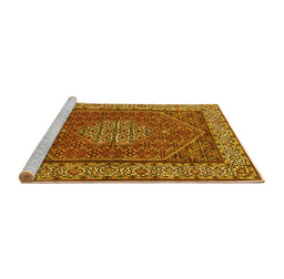 Sideview of Machine Washable Persian Yellow Traditional Rug, wshtr1606yw