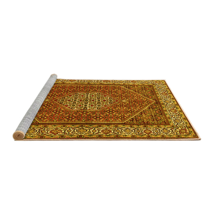 Sideview of Machine Washable Persian Yellow Traditional Rug, wshtr1606yw