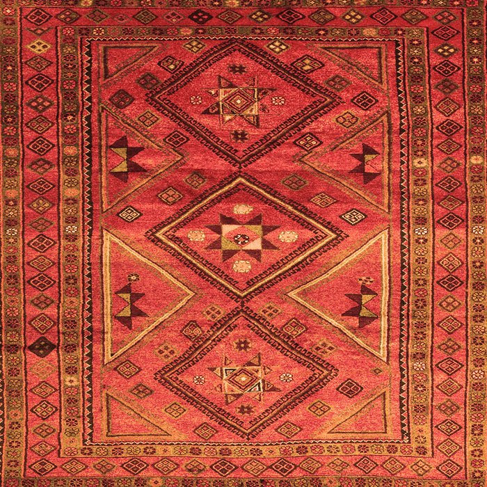 Round Machine Washable Southwestern Orange Country Area Rugs, wshtr1607org