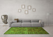 Machine Washable Southwestern Green Country Area Rugs in a Living Room,, wshtr1607grn