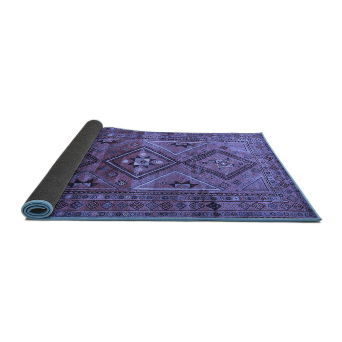 Sideview of Southwestern Blue Country Rug, tr1607blu