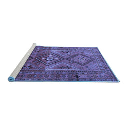 Sideview of Machine Washable Southwestern Blue Country Rug, wshtr1607blu