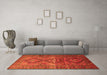 Machine Washable Southwestern Orange Country Area Rugs in a Living Room, wshtr1607org