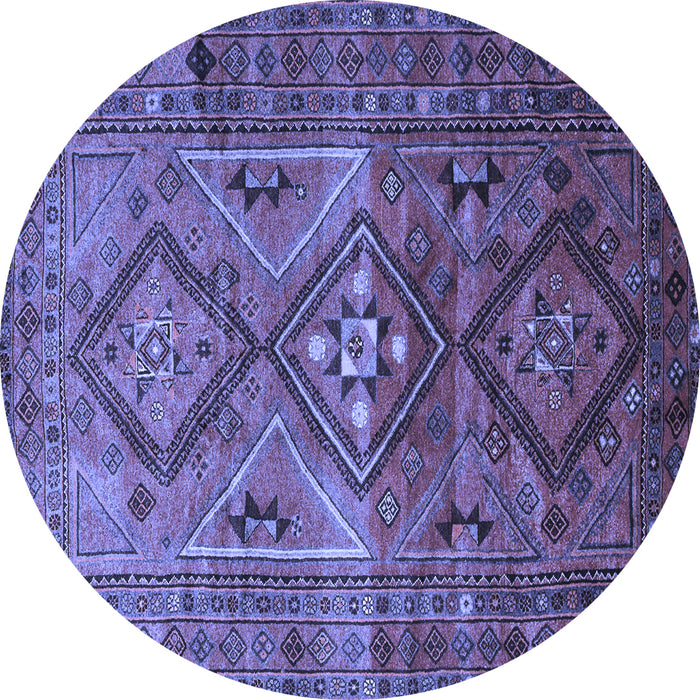 Round Machine Washable Southwestern Blue Country Rug, wshtr1607blu