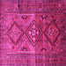 Square Machine Washable Southwestern Pink Country Rug, wshtr1607pnk