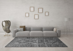 Machine Washable Southwestern Gray Country Rug in a Living Room,, wshtr1607gry