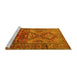 Sideview of Machine Washable Southwestern Yellow Country Rug, wshtr1607yw