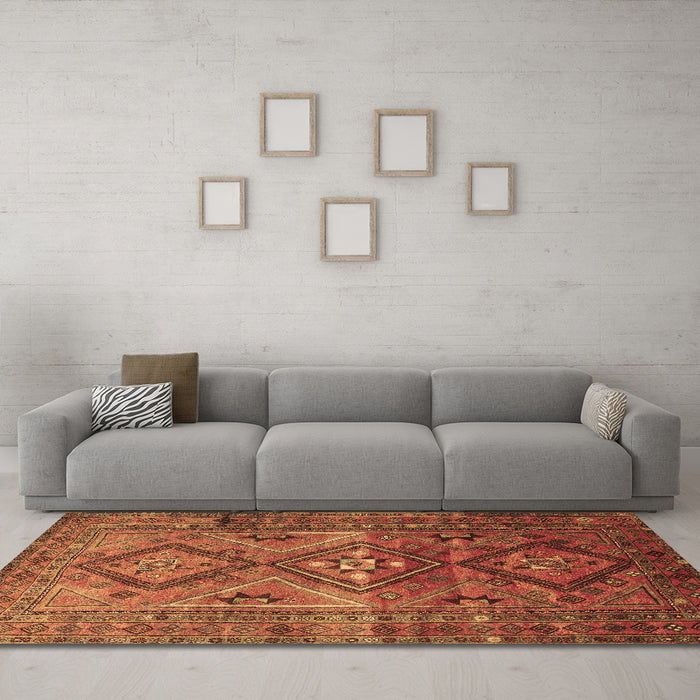 Machine Washable Southwestern Brown Country Rug in a Living Room,, wshtr1607brn