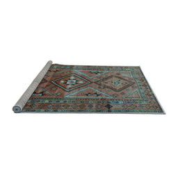 Sideview of Machine Washable Southwestern Light Blue Country Rug, wshtr1607lblu