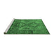 Sideview of Machine Washable Southwestern Emerald Green Country Area Rugs, wshtr1607emgrn