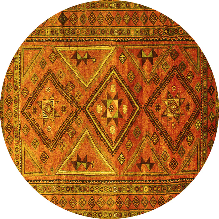 Round Southwestern Yellow Country Rug, tr1607yw