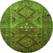 Square Southwestern Green Country Rug, tr1607grn