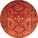 Machine Washable Southwestern Orange Country Area Rugs, wshtr1607org